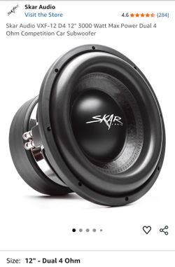 2 12s Skar Audio VXF-12 D4 12" 3000 Watt Max Power Dual 4 Ohm Competition Car Subwoofer
