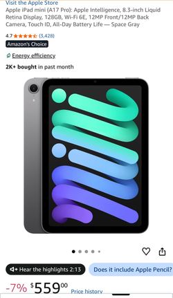 Apple iPad mini (A17 Pro): Apple Intelligence, 8.3-inch Liquid Retina Display, 128GB, Wi-Fi 6E,