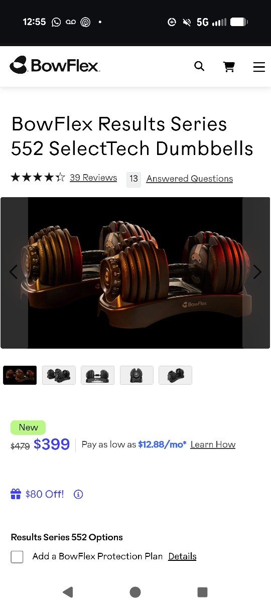 BowFlex Results Series 552 SelectTech Dumbbells 