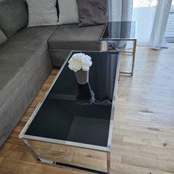 Coffee Table with black glass and a matching side table 