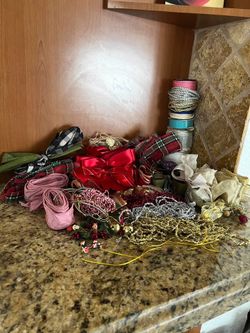 Assortment Of Ribbons,bows, ties For Floral Arrangement Or Gift Wrap