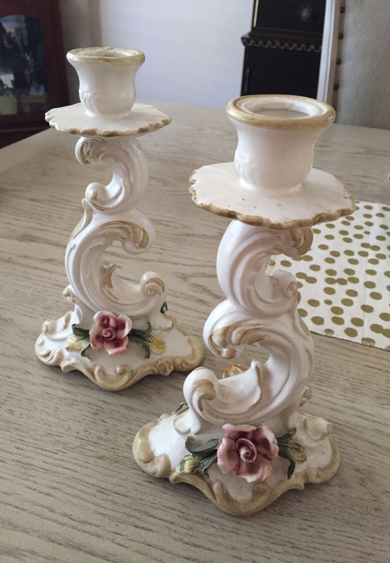 Vintage ?capodimonte candlesticks
