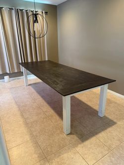 Farmhouse Dining Table Dark Top White Legs