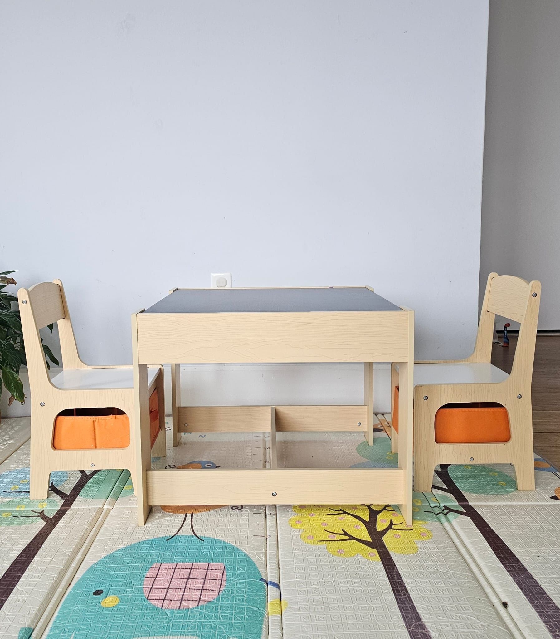 Kids Wooden Activity Table And Chairs Set 5-piece