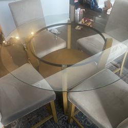 Tempered Glass Table And 4 Chairs