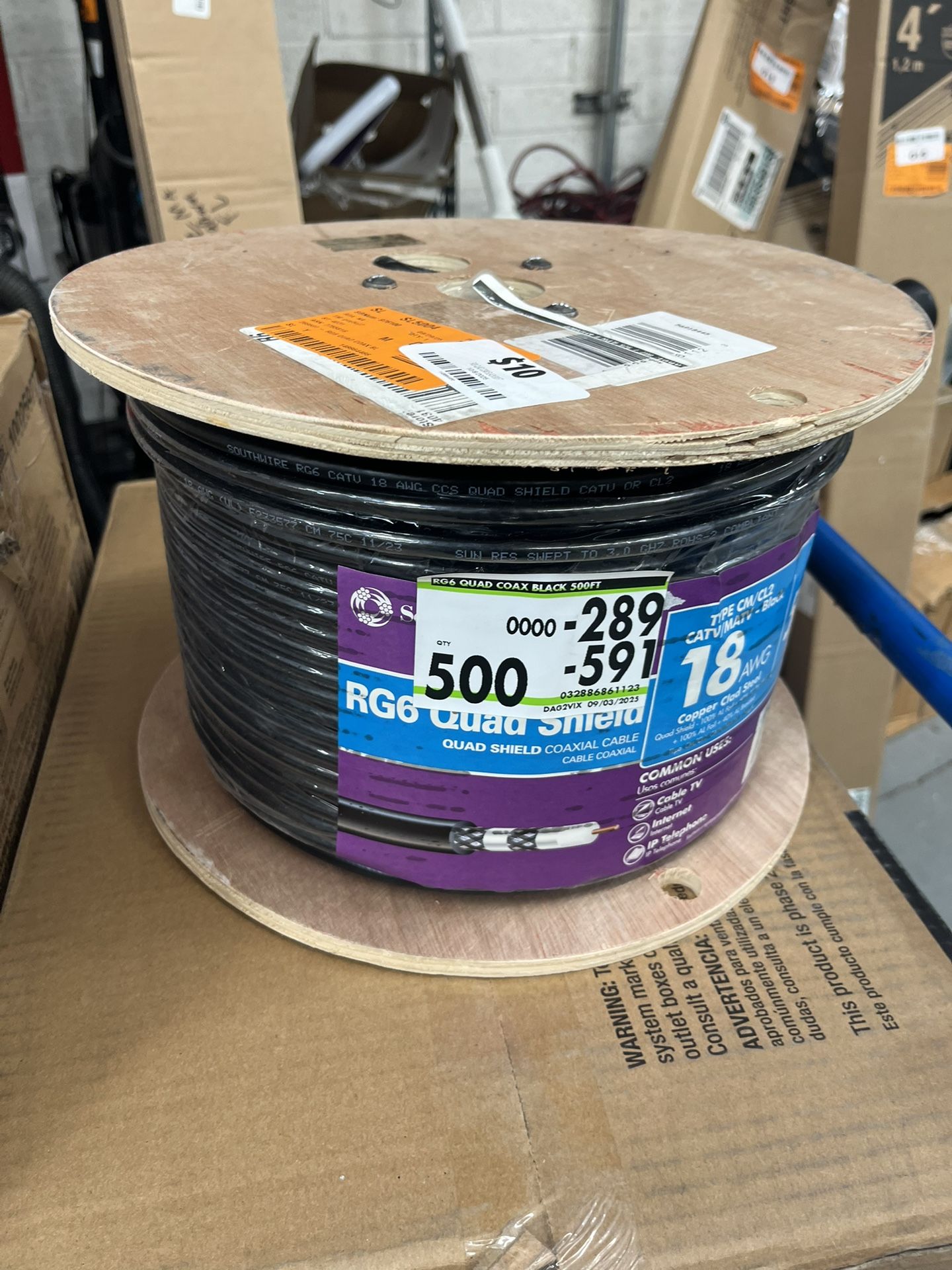 500 ft. 18 RG6 Quad Shield CU CATV CM/CL2 Coaxial Cable in Black