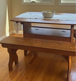 Solid Wood Dining Table and Benches