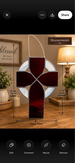 Handmade stained glass Celtic cross suncatcher
