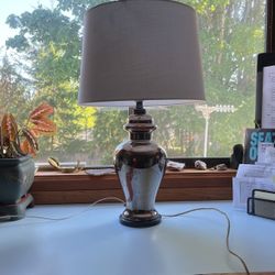 Antique Chrome Lamp With New Lampshade