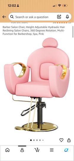 Pink Hydraulic Reclining Barber Salon Chair