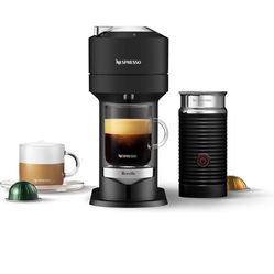 Nespresso Vertuo Next Deluxe Coffee and Espresso Machine by Breville with Milk Frother, Matte Black Chrome