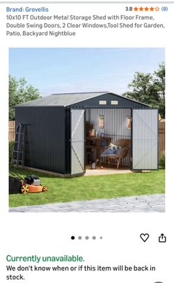 10x10 Metal Shed with floor base frame