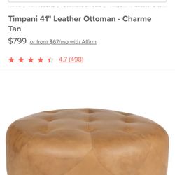 Article Leather Tan Ottoman 