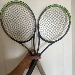 2 Wilson Blade rackets, 285g, in excellent condition, lightly used, asking $280 for both rackets for the price of one