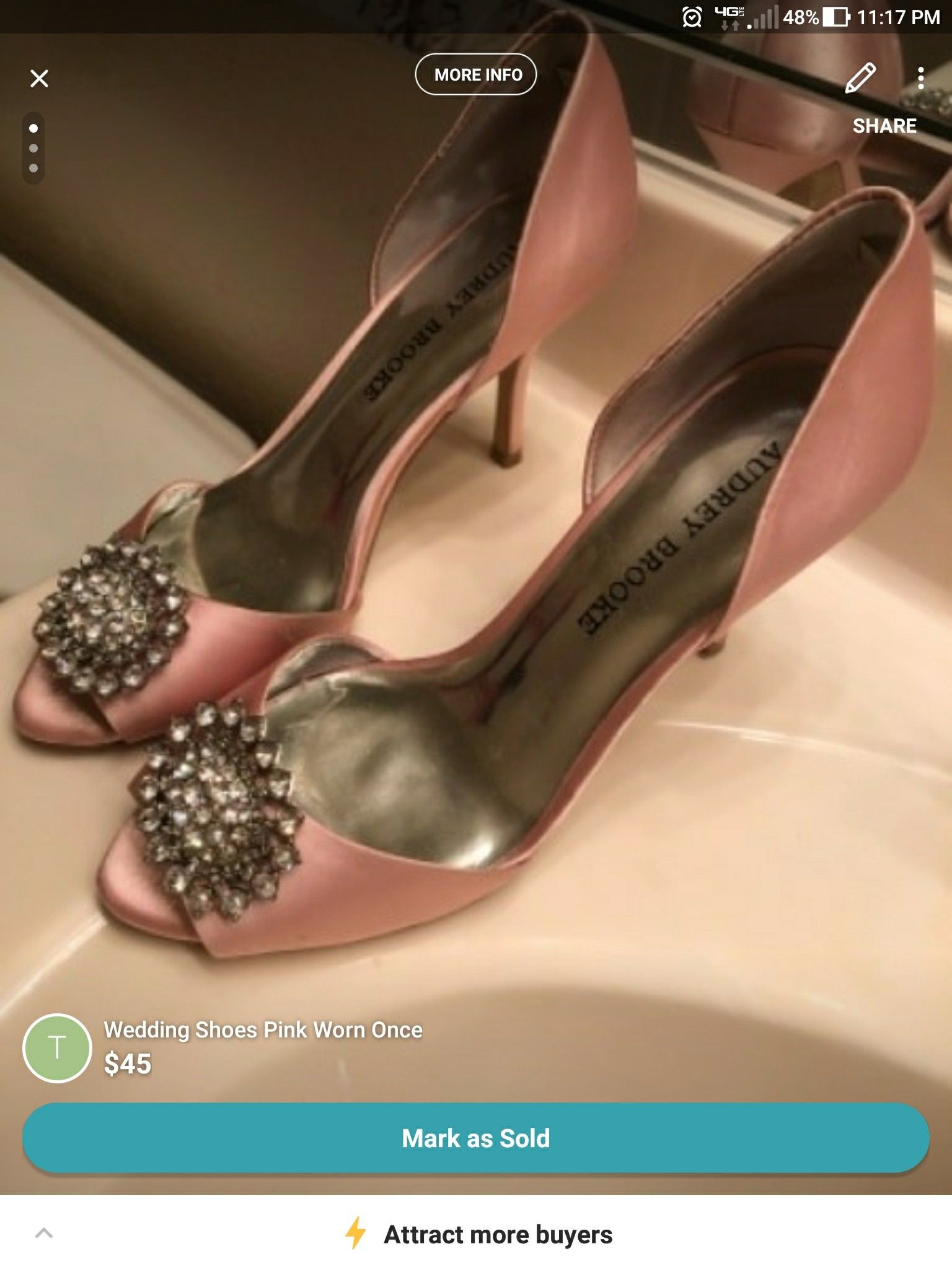 Audrey Brooke Wedding Pink Shoes Size 7 1/2