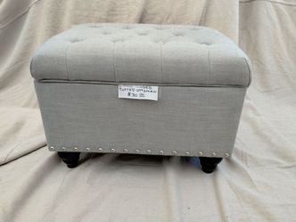 Linen Hinged Tufted Ottoman - Storage