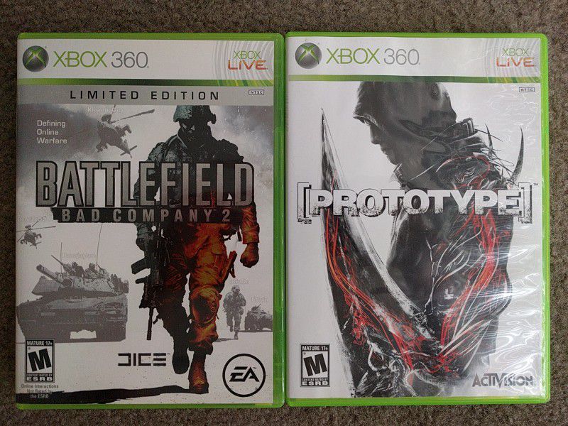 Xbox 360 Games. Prototype & Battlefield Bad Company 2. Like New.