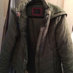 Aeropostale Hooded Puff Coat Olive Green 