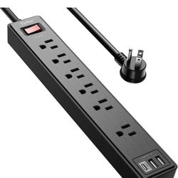 6Ft Power Strip Surge Protector - Yintar Extension Cord with 6 AC Outlets and 3 USB Ports 