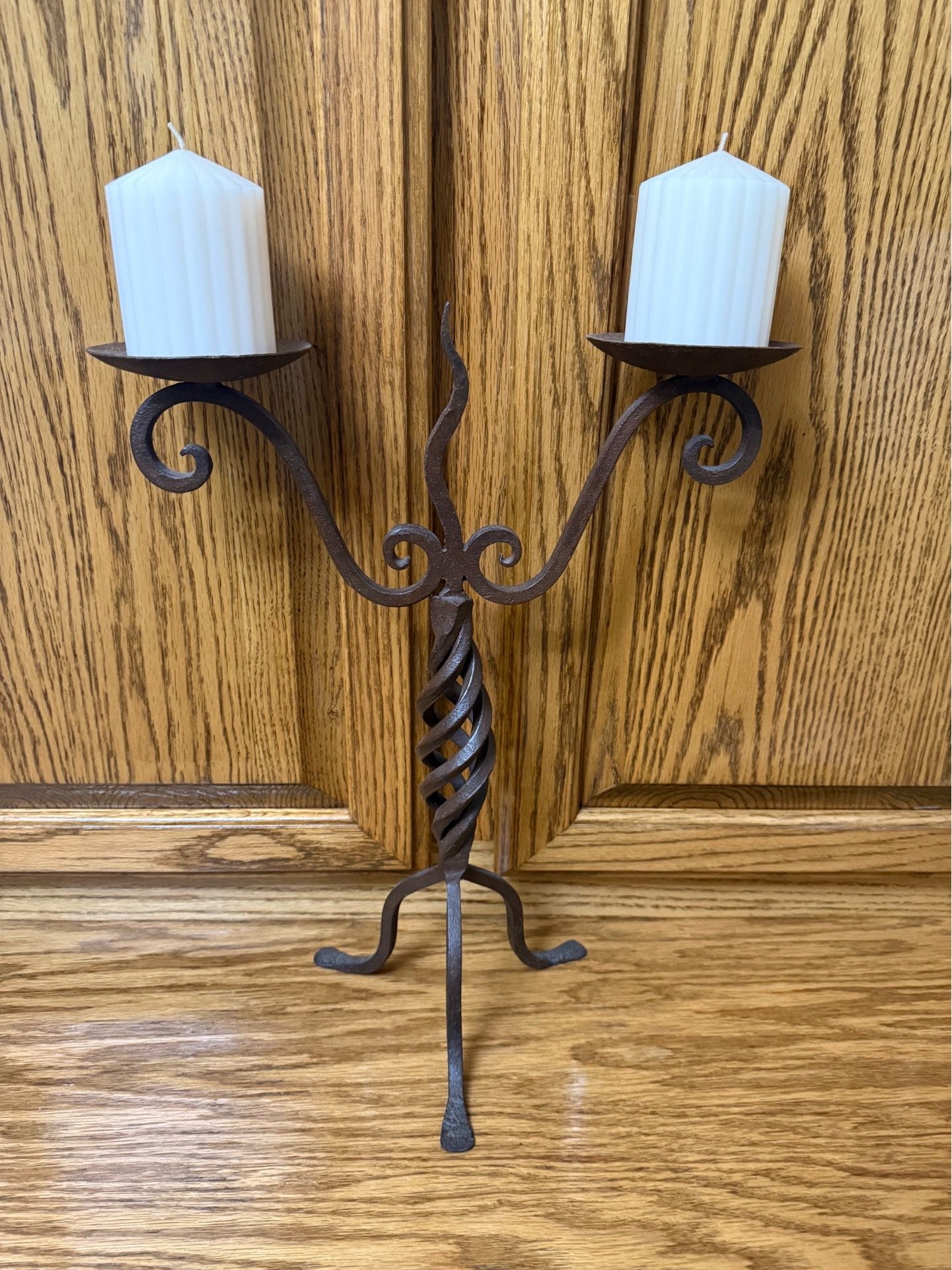 Wrought iron candle holder / candelabra. . Home Decor.