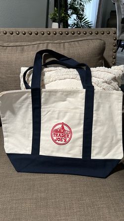 NEW Trader Joe's NAVY Large Canvas Tote Bag