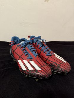 Red adizero 12.0 marvels spiderman football cleats