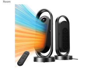 RANVOO Space Heater, Electric Portable Heaters for Indoor Use with Thermostat, Wide Oscillation, ECO and Fan Mode, 1-12H Timer, 1500W PTC Ceramic Fast