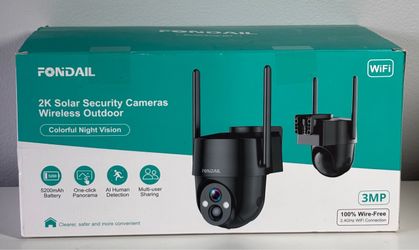 FONDAIL 2K Solar Security Camera Wireless Outdoor-Brand New-Includes NEW SD Card!)🔵Details Below🔵
