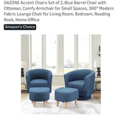 Set of Two Chairs and Ottomans