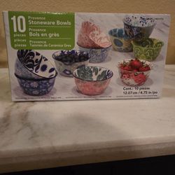 Provence Stoneware Bowls - 10-Piece Set (New)