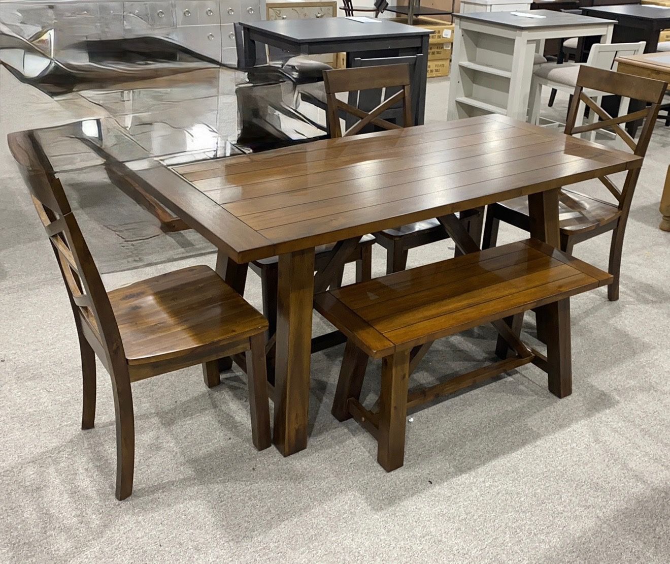 Dining Wood Table , Stool , Chairs , No Money Down