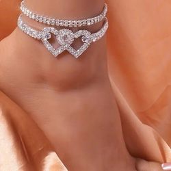 Heart Shaped Diamond Anklet 