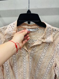 Zara Eyelet Embroidered Button-Up Shirt