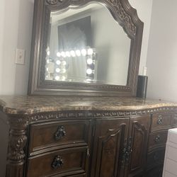 Brown Dresser With Mirror