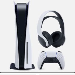 PlayStation 5  with controller and head