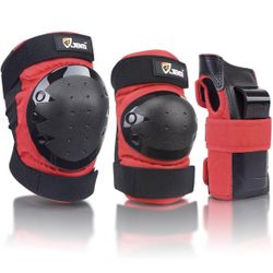 JBM Adult & Kids Knee Pads Elbow Pads Wrist Guards 3 in 1 Protective Gear Set for Skateboarding, Skating, Inline Skating, Roller Skating, Scooter, Bik
