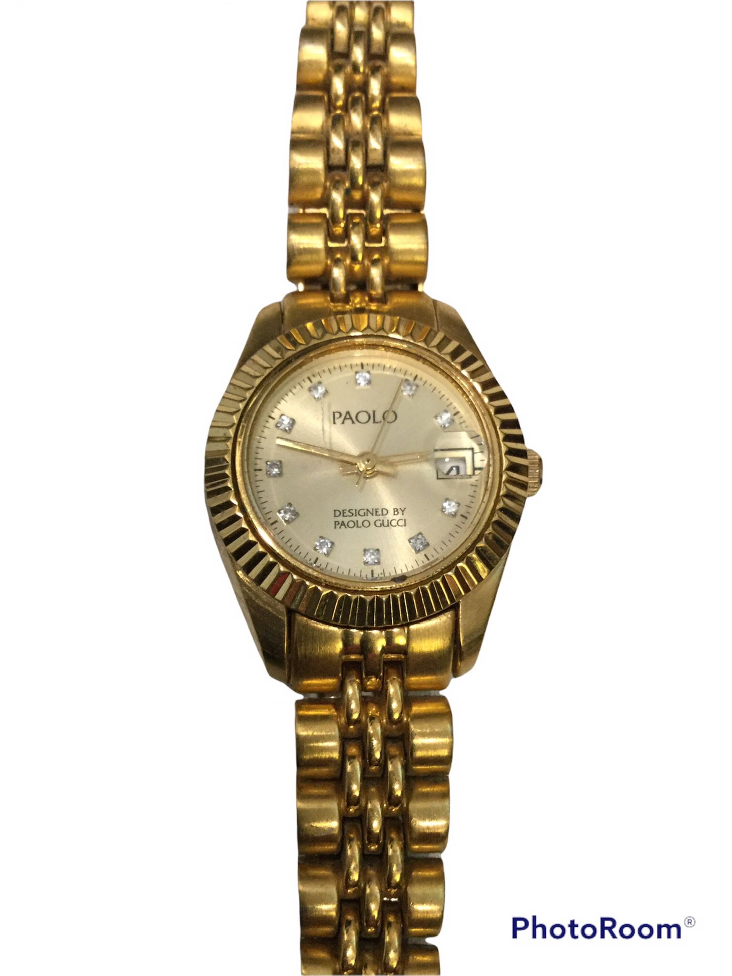 Final Sale!  PAOLO GUCCI VINTAGE  GOLD TONE CRYSTAL WATCH LP175