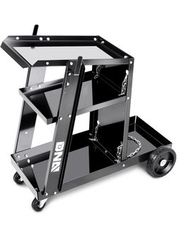 Welding Cart for TIG MIG Welder and Plasma Cutter, Heavy Duty 3 Tiers Rolling Welding Cart, Rolling Welding Trolley w/360° Swivel Wheels, Tank Storage