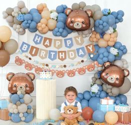 Teddy Bear Birthday Balloon Garland Decoration Kit