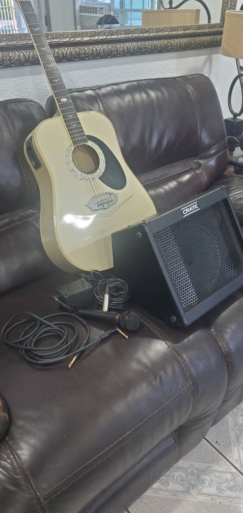 ESTEBAN CADILLAC GUITARRA CON AMPLIFICADOR CRATE TAXY TX-15PKG MICROPHONE AND ALL CABLES