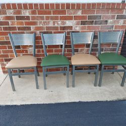 Set of 4 Top  Quality Metal Chairs with Nicely Padded Seats.