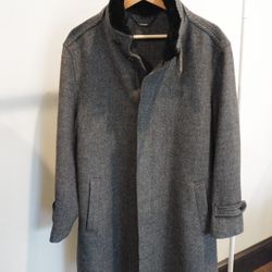 Tessuto lanificio di marzoni Men wool coat rabbit fur collar