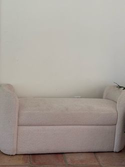 CB2 white couch and target bench