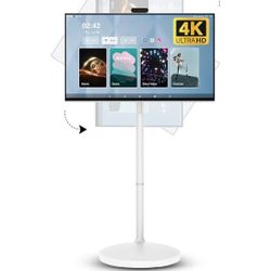 32 Inch 4K Portable Smart Monitor, 8+128GB, Qualcomm 665 CPU, Battery Operated with 10H Life Time, Android OS 13, Rolling Monitor on Wheels, Rotatable