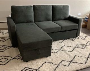 Sectional couch with storage and bed