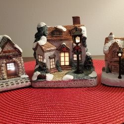 Three Lighted Christamas Houses