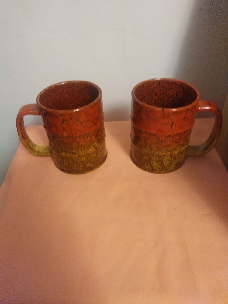 Large Ceramic Coffee Mug Hand Pottery Mugs Set of 4