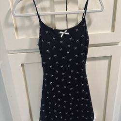 Small Black & white bow print babydoll dress with lace trim #coquette #fairycore #babydoll