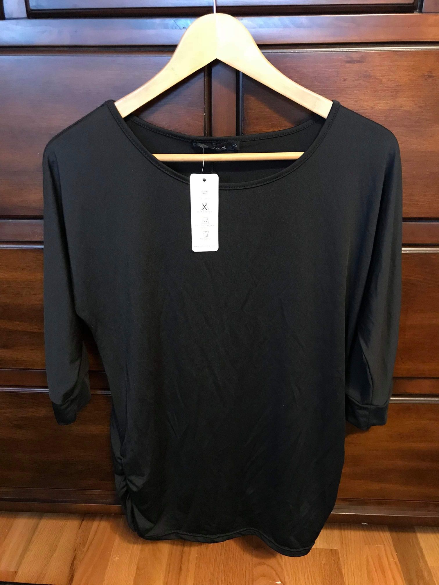 Black tunic size L 3/4 sleeve women new