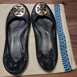 Tory Burch Black/gold Flats Sz 8.5 Womens